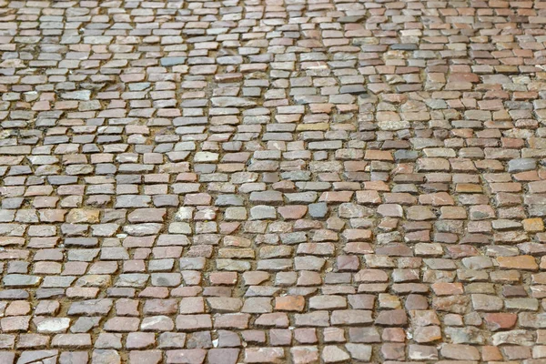 Pavimento Pedra Velha Calçada Com Blocos Pedra Natural Cores Diferentes — Fotografia de Stock