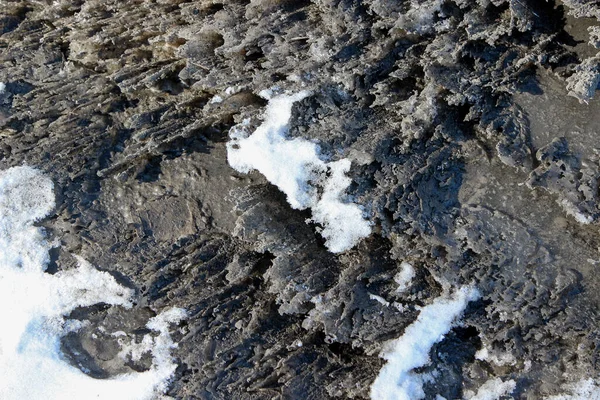 Textura Pesado Sujo Jagged Derretendo Neve — Fotografia de Stock