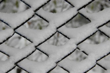 Taze kar, tel örgülerin içinde.