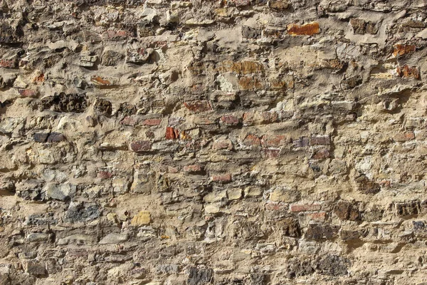 Textuur Van Een Oude Beschadigde Bakstenen Muur Bekleed Met Zwaar — Stockfoto