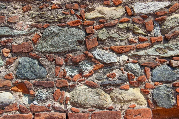 Mauer Aus Natursteinen Ziegeln Und Schrott — Stockfoto