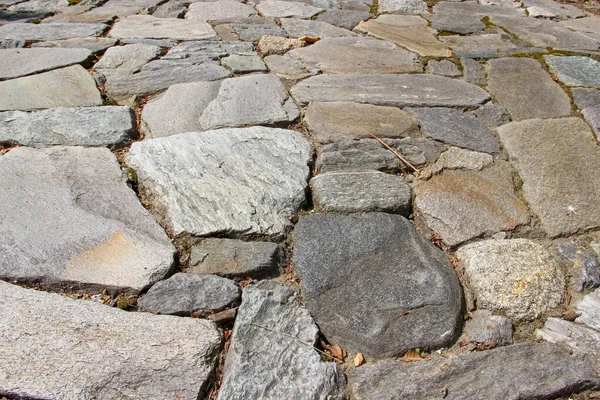 Old Pavement Cobbled Natural Rocks Photo Perspective — Stock Photo, Image