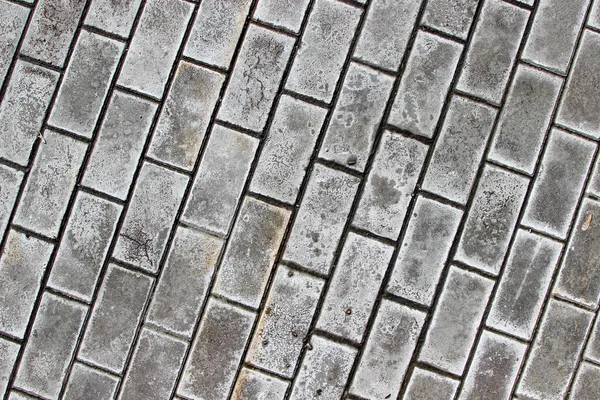 Marciapiede Pavimentato Con Piastrelle Rettangolari Grigie Macchiate Sporcizia Bianca — Foto Stock