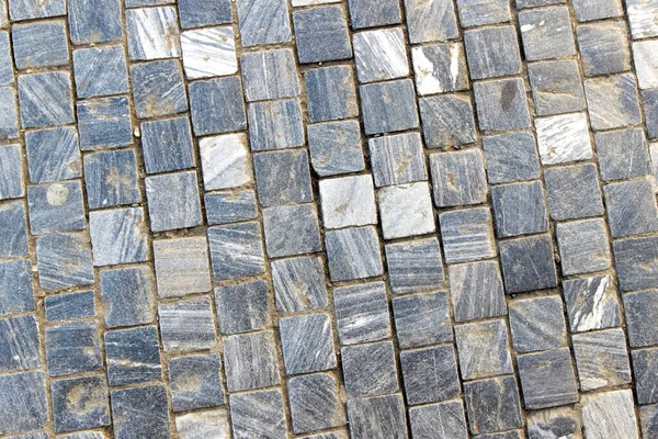 Vecchio Pavimento Pietra Acciottolato Con Blocchi Granito Quadrato — Foto Stock