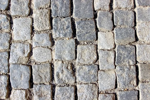 Pavimento Pedra Velho Calçada Com Blocos Granito Quadrado — Fotografia de Stock