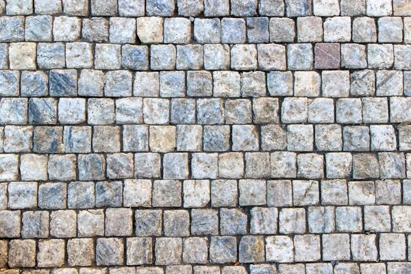Gammal Stenblock Trottoar Kullersten Med Fyrkantiga Granit Block — Stockfoto