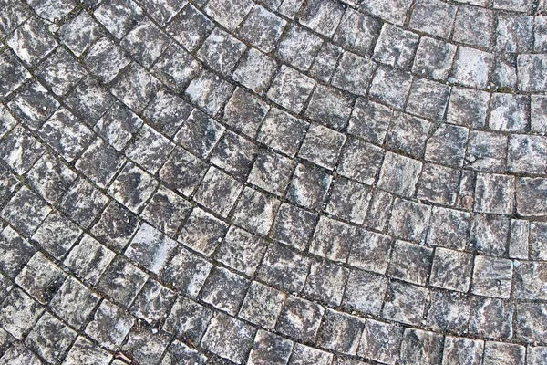 Egy Régi Kőtömb Járda Szögletes Kőtömbökkel Körülvéve — Stock Fotó