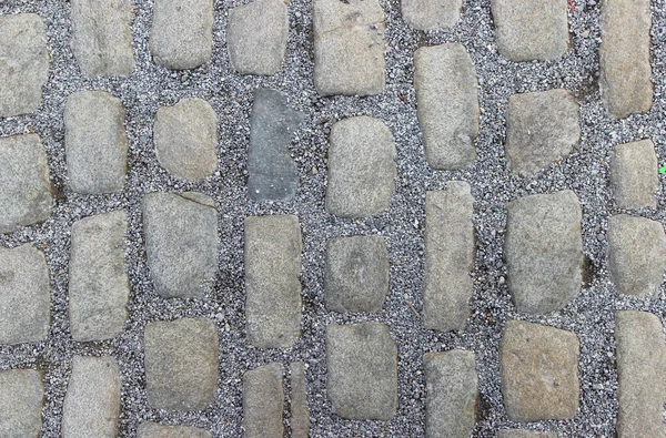 Viejo Pavimento Piedra Empedrado Con Bloques Piedra Natural Con Multas — Foto de Stock