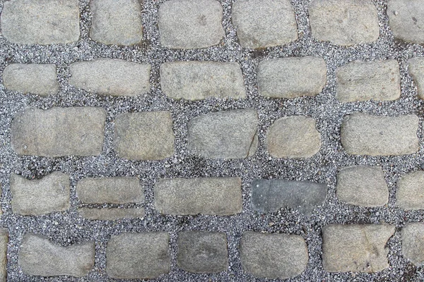 Old Stoneblock Pavement Cobbled Natural Stone Blocks Crushed Rock Fines — Stock Photo, Image