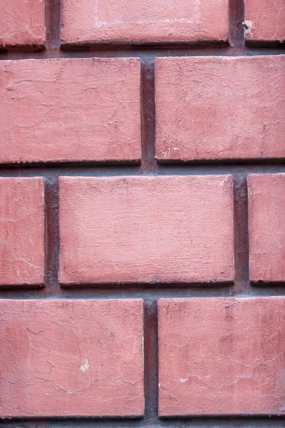 Primo Piano Una Parete Decorata Con Blocchi Rettangolari Dipinta Rosa — Foto Stock