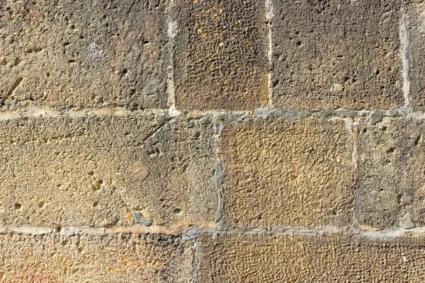 Een Oude Muur Gemaakt Van Zandstenen Blokken — Stockfoto