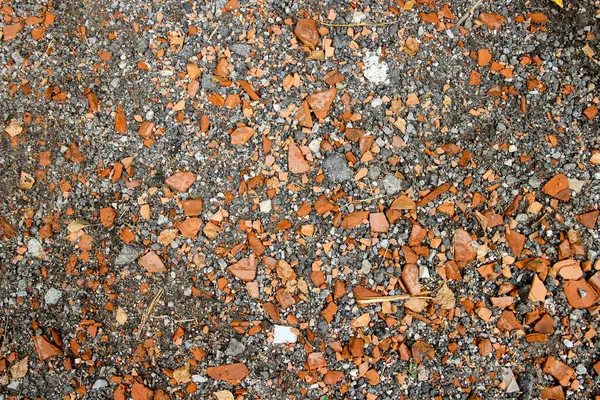 Textura Uma Estrada Rural Coberta Tijolo Sucata Pedra Esmagada — Fotografia de Stock