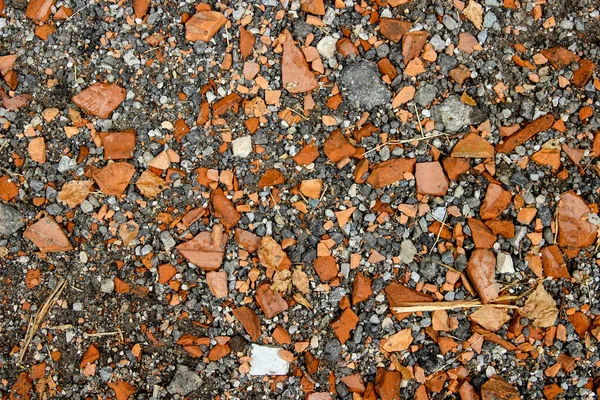 Textura Uma Estrada Rural Coberta Tijolo Sucata Pedra Esmagada — Fotografia de Stock