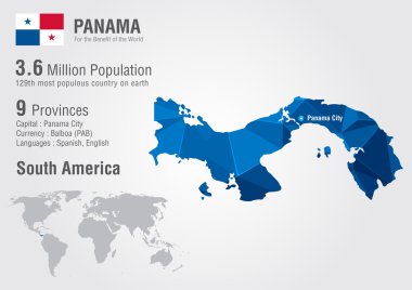 bir piksel elmas doku ile Panama Dünya Haritası.
