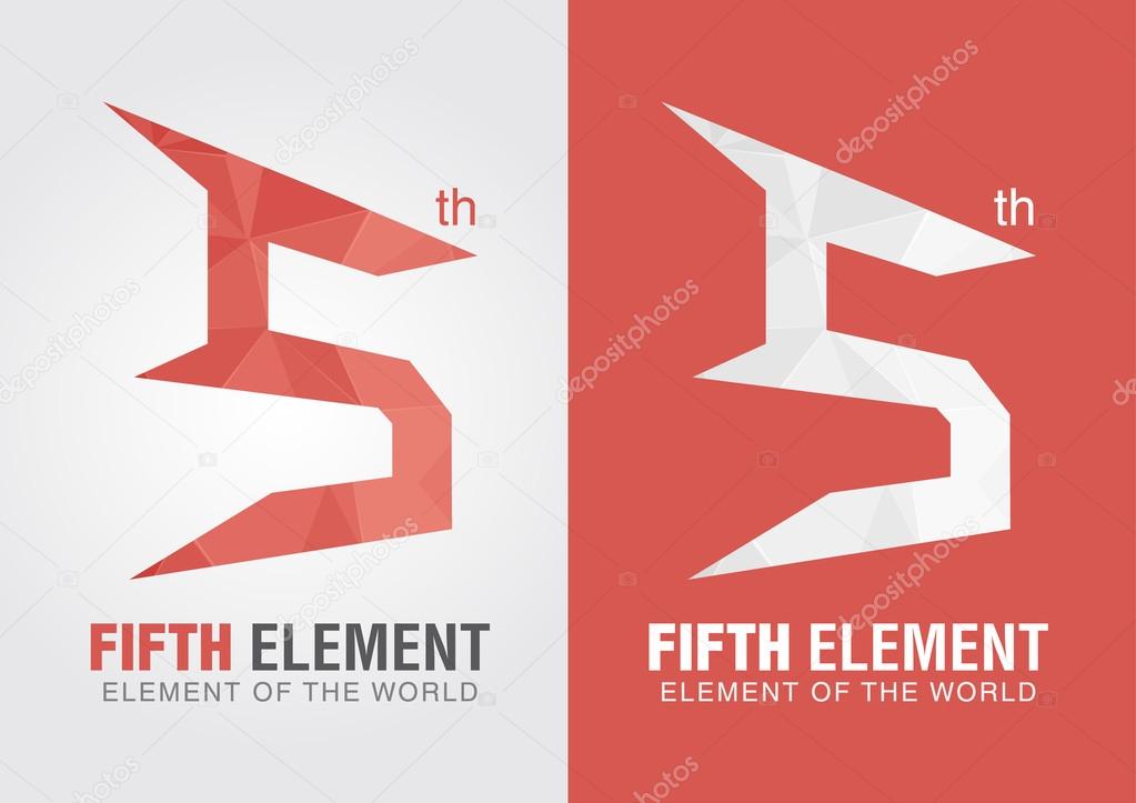 Fifth element icon symbol from an alhabet letter number 5. Five.