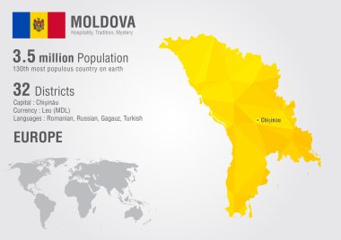 bir piksel elmas doku ile Moldova Dünya Haritası.