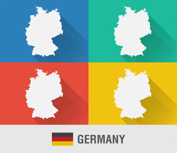 Alemania mapa del mundo en estilo plano con 4 colores . — Vector de stock