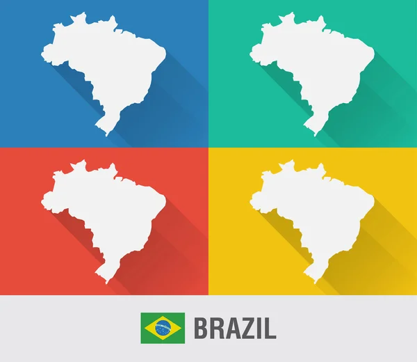 Brasilien Weltkarte im flachen Stil mit 4 Farben. — Stockvektor