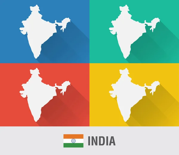 India mapa del mundo en estilo plano con 4 colores . — Vector de stock