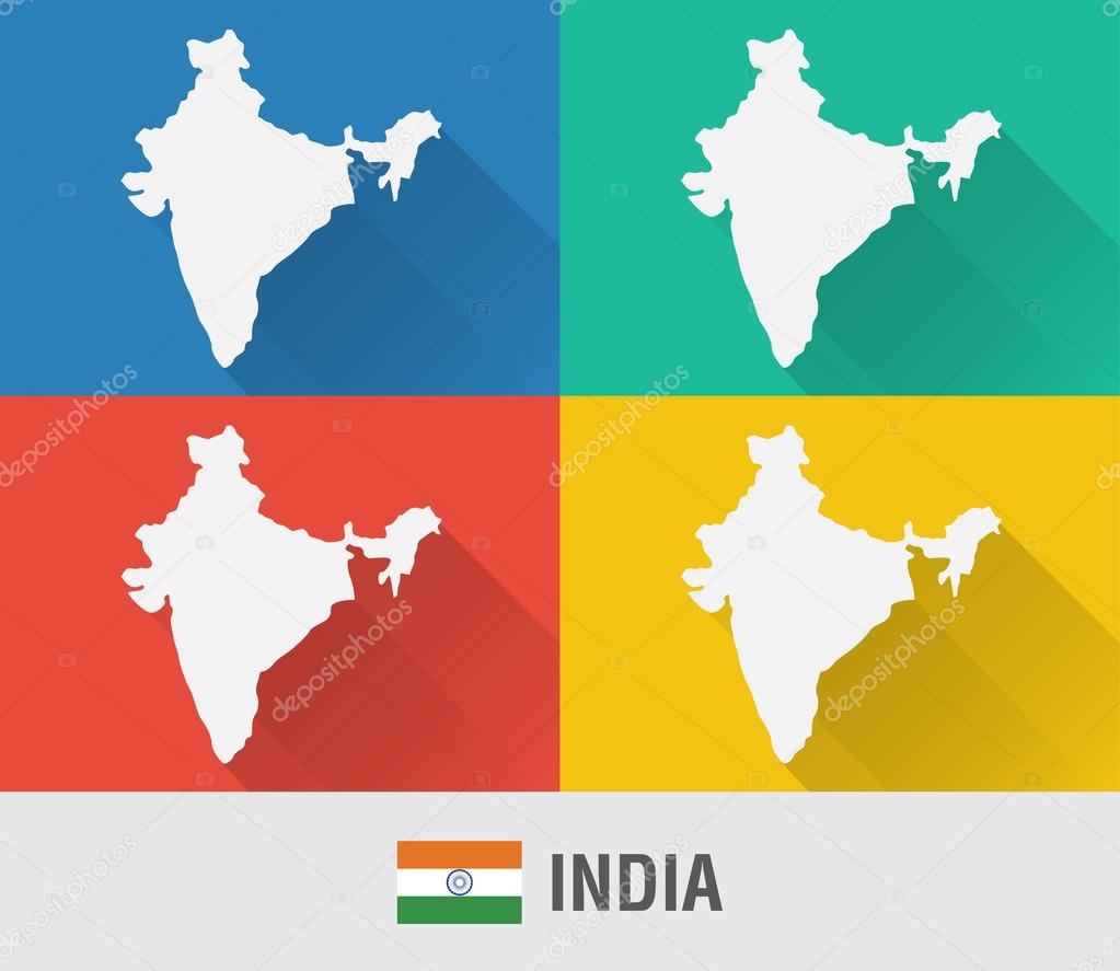 Carte Du Monde Inde Dans Un Style Plat Avec 4 Couleurs