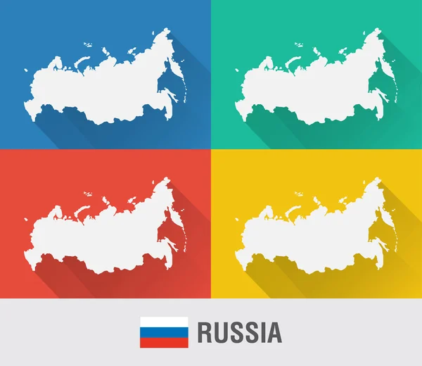 Rusya Dünya Haritası düz tarzı ile 4 renk. — Stok Vektör