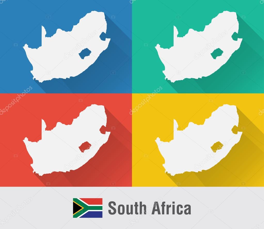 South Africa world map in flat style with 4 colors.