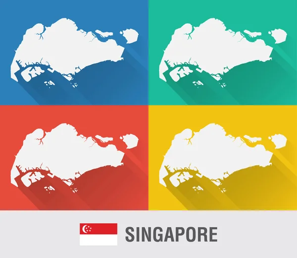 Σιγκαπούρη παγκόσμιο χάρτη σε επίπεδη στυλ με 4 χρώματα. Διανυσματικά Γραφικά