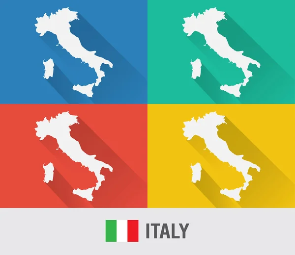 Italia mapa del mundo en estilo plano con 4 colores . — Archivo Imágenes Vectoriales