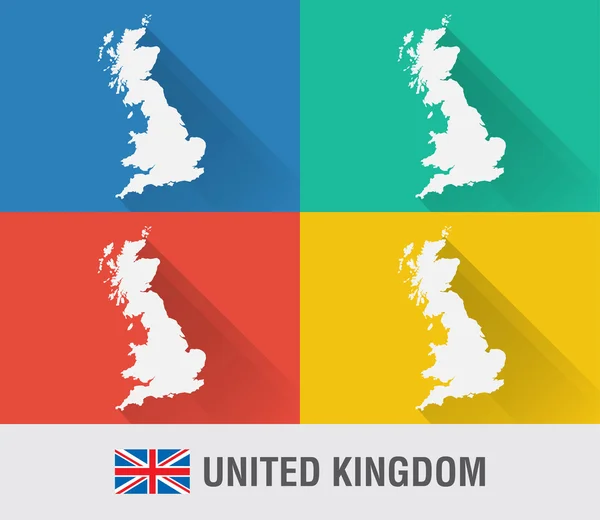 Reino Unido Inglaterra mapa del mundo en estilo plano con 4 colores . — Vector de stock