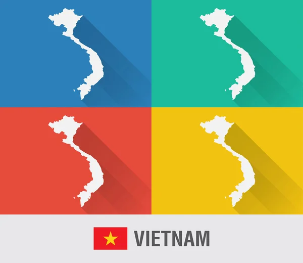 Vietnam mapa del mundo en estilo plano con 4 colores . — Archivo Imágenes Vectoriales