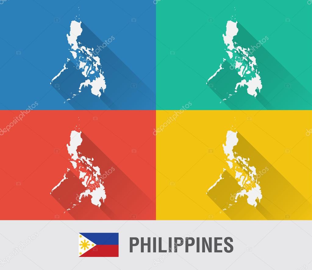 Philippines world map in flat style with 4 colors.