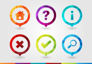 Bir piksel elmas doku ile iş için PIN Icon set.