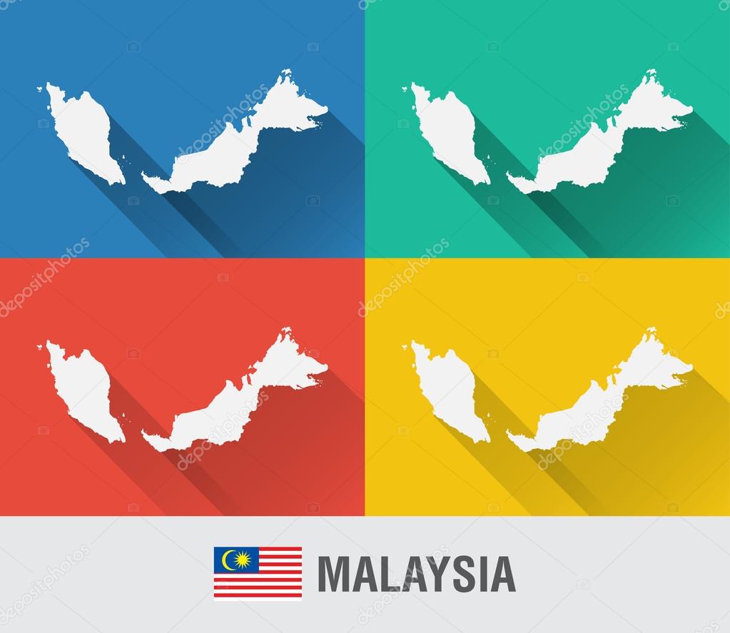 Malaysia world map in flat style with 4 colors.