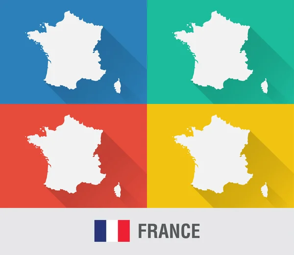 Mapa del mundo de Francia en estilo plano con 4 colores . — Vector de stock