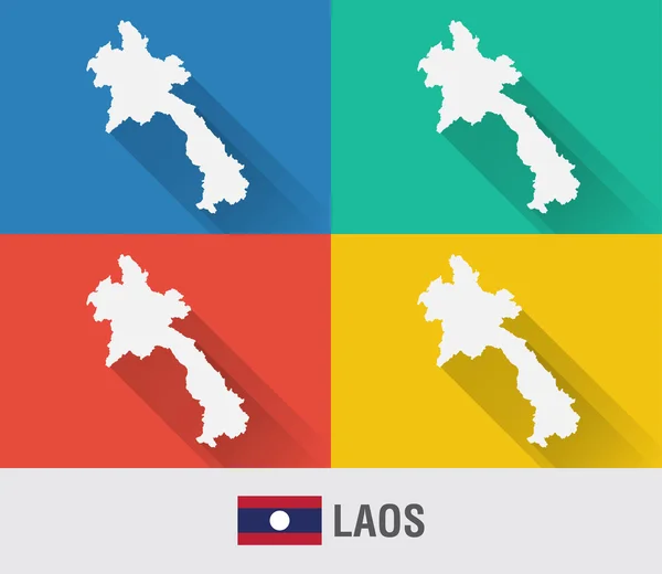 Laos mapa světa v ploché styl se 4 barvy. — Stockový vektor