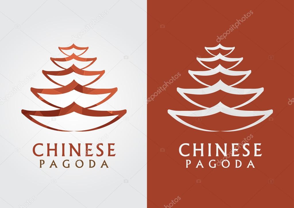 Chinese pagoda outline with a pixel diamond texture. Creative Modern and vintage.