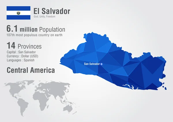 Карта мира Сальвадора с пиксельной алмазной текстурой . Стоковая Иллюстрация