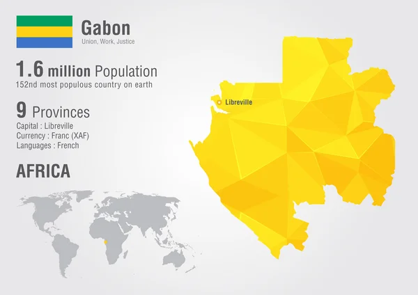 Gabão mapa do mundo com uma textura pixel diamante . —  Vetores de Stock