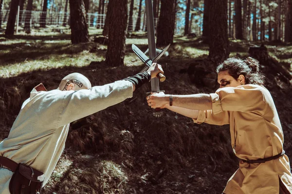 Viking Fighting Death His Swords — Stock Photo, Image