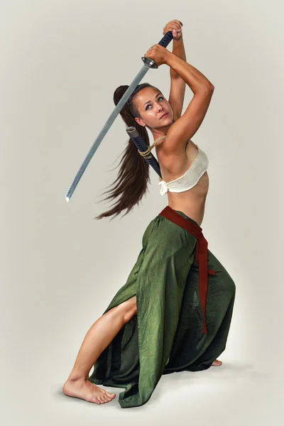 Japanese girl warrior. — Stock Photo, Image