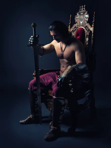 Medieval Prince on the throne — Stock Photo, Image