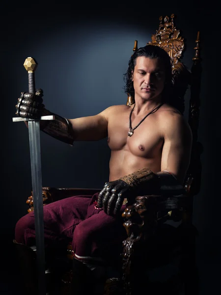 Medieval Prince on the throne — Stock Photo, Image