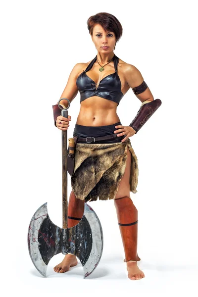 Warrior - woman with an axe — Stock Photo, Image