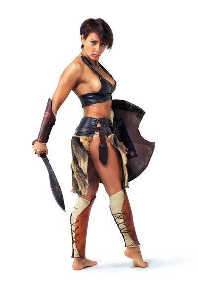 Warrior woman barbarian — Stock Photo, Image