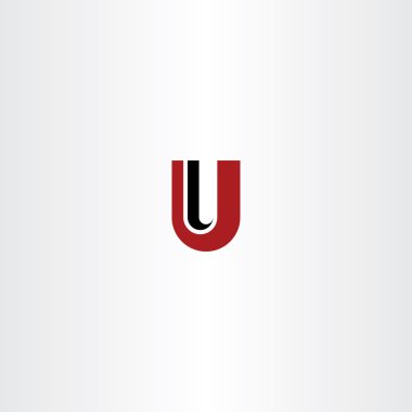 kırmızı siyah u harfi u logo simge vektör simgesi