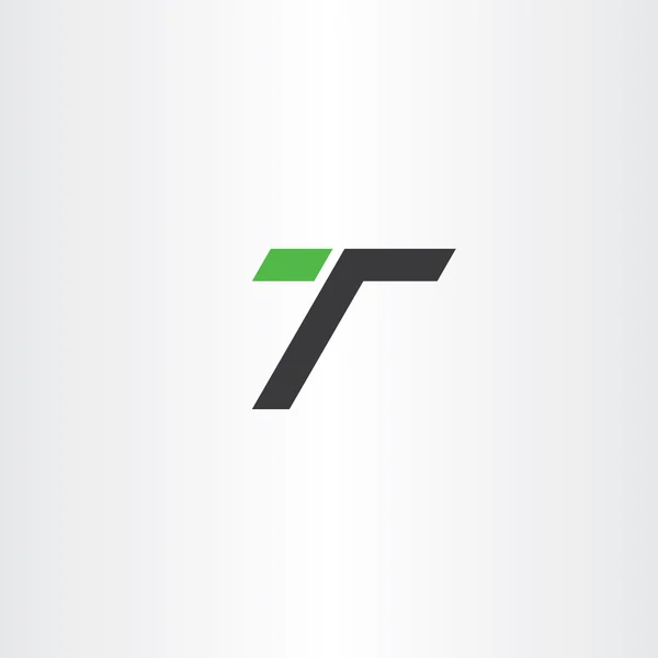 Letra t verde preto vetor simples logotipo ícone — Vetor de Stock