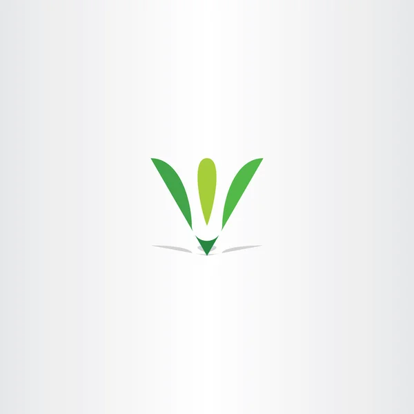 Lettre v vert feuille eco logo v icône vectoriel logotype — Image vectorielle