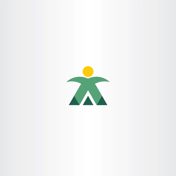 Montagna uomo alpinista icona vettoriale logo — Vettoriale Stock