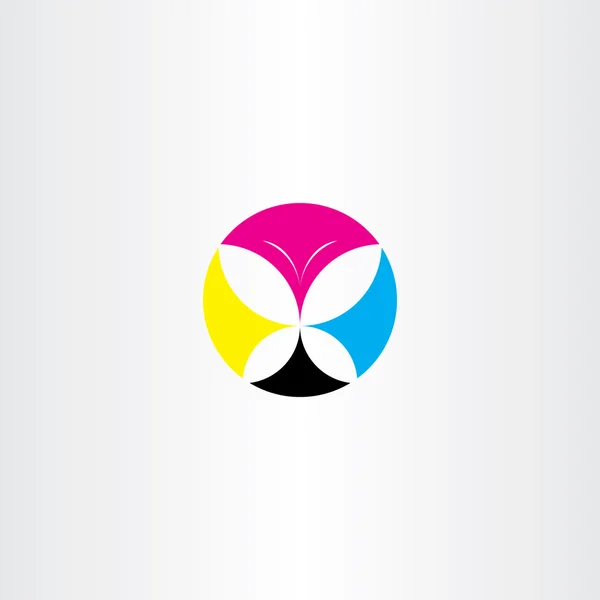 Druk cmyk motyl ikona logo wektor — Wektor stockowy