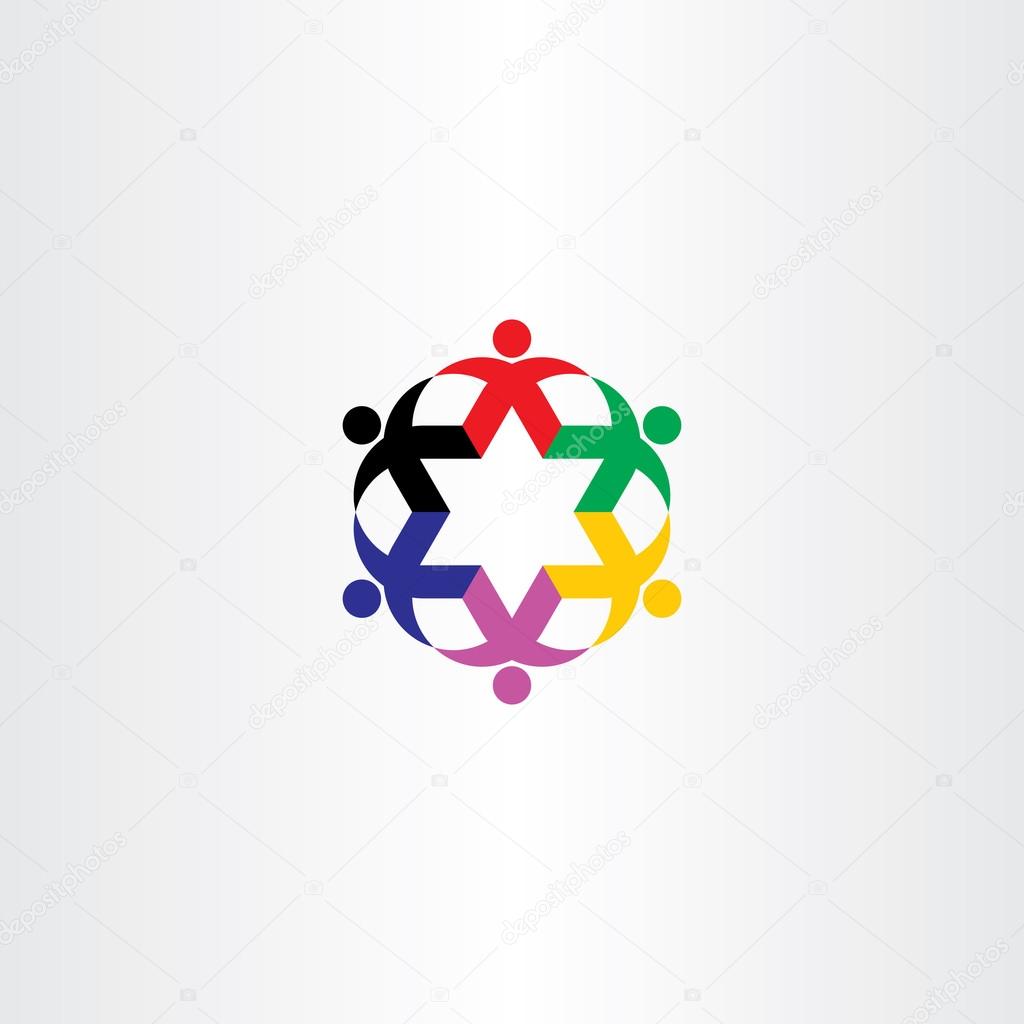 people circle star icon team vector logo